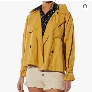 OAT NEW YORK WOMENS CONTEMPORARY CROPPED DOUBLE BREASTED TRENCH JACKET - MEDIUM